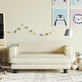 vidaXL, vidaXL Kindersofa mit Hocker Creme 100x50x30 cm Kunstleder