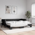 vidaXL Tagesbett Ausziehbar Schwarz 90x200 cm Stoff
