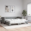 vidaXL, vidaXL Tagesbett Ausziehbar Hellgrau 100x200 cm Stoff