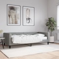 vidaXL Tagesbett mit Matratze Hellgrau 90x200 cm Stoff