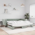 vidaXL Tagesbett Ausziehbar mit Matratzen Hellgrau 100x200 cm Samt