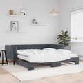vidaXL Tagesbett Ausziehbar mit Matratzen Dunkelgrau 100x200 cm Samt