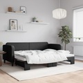 vidaXL Tagesbett Ausziehbar Schwarz 80x200 cm Stoff