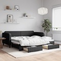 vidaXL Tagesbett Ausziehbar mit Schubladen Schwarz 90x200 cm Stoff