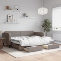 vidaXL Tagesbett Ausziehbar mit Schubladen Taupe 90x200 cm Stoff