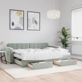 vidaXL Tagesbett Ausziehbar mit Schubladen Hellgrau 80x200 cm Samt