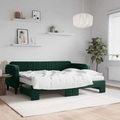 vidaXL Tagesbett Ausziehbar mit Matratzen Dunkelgrün 80x200 cm Samt
