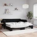 vidaXL Tagesbett Ausziehbar mit Matratzen Schwarz 100x200 cm Samt