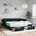vidaXL Tagesbett Ausziehbar mit Schubladen Dunkelgrün 90x200 cm Samt
