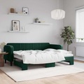 vidaXL Tagesbett Ausziehbar Dunkelgrün 80x200 cm Samt