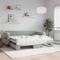 vidaXL Tagesbett Ausziehbar Hellgrau 90x200 cm Samt