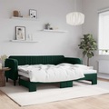 vidaXL Tagesbett Ausziehbar Dunkelgrün 90x200 cm Samt