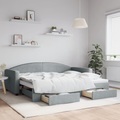 vidaXL Tagesbett Ausziehbar mit Schubladen Hellgrau 90x200 cm Stoff