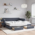 vidaXL Tagesbett Ausziehbar mit Schubladen Dunkelgrau 100x200 cm Samt