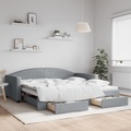 vidaXL Tagesbett Ausziehbar mit Schubladen Hellgrau 100x200 cm Stoff