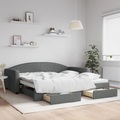 vidaXL Tagesbett Ausziehbar mit Schubladen Dunkelgrau 100x200 cm Stoff