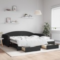 vidaXL Tagesbett Ausziehbar mit Schubladen Schwarz 100x200 cm Stoff