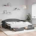 vidaXL Tagesbett Ausziehbar mit Schubladen Dunkelgrau 90x190 cm Stoff