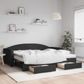 vidaXL Tagesbett Ausziehbar mit Schubladen Schwarz 90x200 cm Stoff
