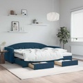 vidaXL Tagesbett mit Rollbett und Schubladen Blau 90x200 cm Samt