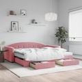 vidaXL Tagesbett Ausziehbar mit Schubladen Rosa 100x200 cm Samt
