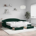 vidaXL Tagesbett Ausziehbar mit Schubladen Dunkelgrün 90x200 cm Samt