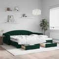 vidaXL Tagesbett Ausziehbar mit Schubladen Dunkelgrün 100x200 cm Samt