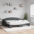 vidaXL Tagesbett Ausziehbar mit Matratzen Dunkelgrau 80x200 cm Stoff