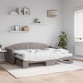 vidaXL Tagesbett Ausziehbar mit Matratzen Taupe 80x200 cm Stoff