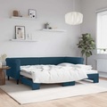 vidaXL Tagesbett Ausziehbar Blau 90x200 cm Samt