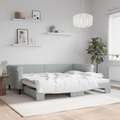 vidaXL Tagesbett Ausziehbar Hellgrau 90x200 cm Samt