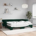 vidaXL Tagesbett Ausziehbar mit Matratzen Dunkelgrün 80x200 cm Samt