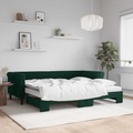 vidaXL Tagesbett Ausziehbar mit Matratzen Dunkelgrün 90x200 cm Samt