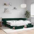 vidaXL Tagesbett Ausziehbar mit Schubladen Dunkelgrün 90x200 cm Samt