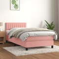 vidaXL Boxspringbett mit Matratze Rosa 100x200 cm Samt