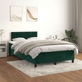 vidaXL Boxspringbett mit Matratze Dunkelgrün 120x200 cm Samt
