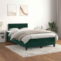 vidaXL Boxspringbett mit Matratze Dunkelgrün 120x200 cm Samt