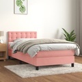 vidaXL Boxspringbett mit Matratze Rosa 80x200 cm Samt