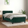 vidaXL Boxspringbett mit Matratze Dunkelgrün 80x200 cm Samt