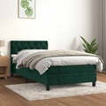 vidaXL Boxspringbett mit Matratze Dunkelgrün 90x200 cm Samt