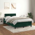 vidaXL Boxspringbett mit Matratze Dunkelgrün 120x200 cm Samt