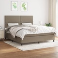 vidaXL Boxspringbett mit Matratze Taupe 160x200 cm Stoff