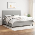 vidaXL Boxspringbett mit Matratze Hellgrau 200x200 cm Stoff