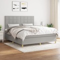 vidaXL, vidaXL Boxspringbett mit Matratze Hellgrau 160x200 cm Stoff
