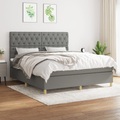 vidaXL, vidaXL Boxspringbett mit Matratze Dunkelgrau 160x200 cm Stoff