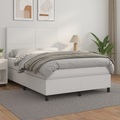 vidaXL Boxspringbett mit Matratze Weiß 140x200 cm Kunstleder