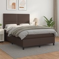 vidaXL Boxspringbett mit Matratze Braun 140x200 cm Kunstleder