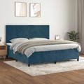 vidaXL Boxspringbett mit Matratze Dunkelblau 200x200 cm Samt