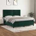 vidaXL Boxspringbett mit Matratze Dunkelgrün 180x200 cm Samt