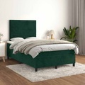 vidaXL Boxspringbett mit Matratze Dunkelgrün 120x200 cm Samt